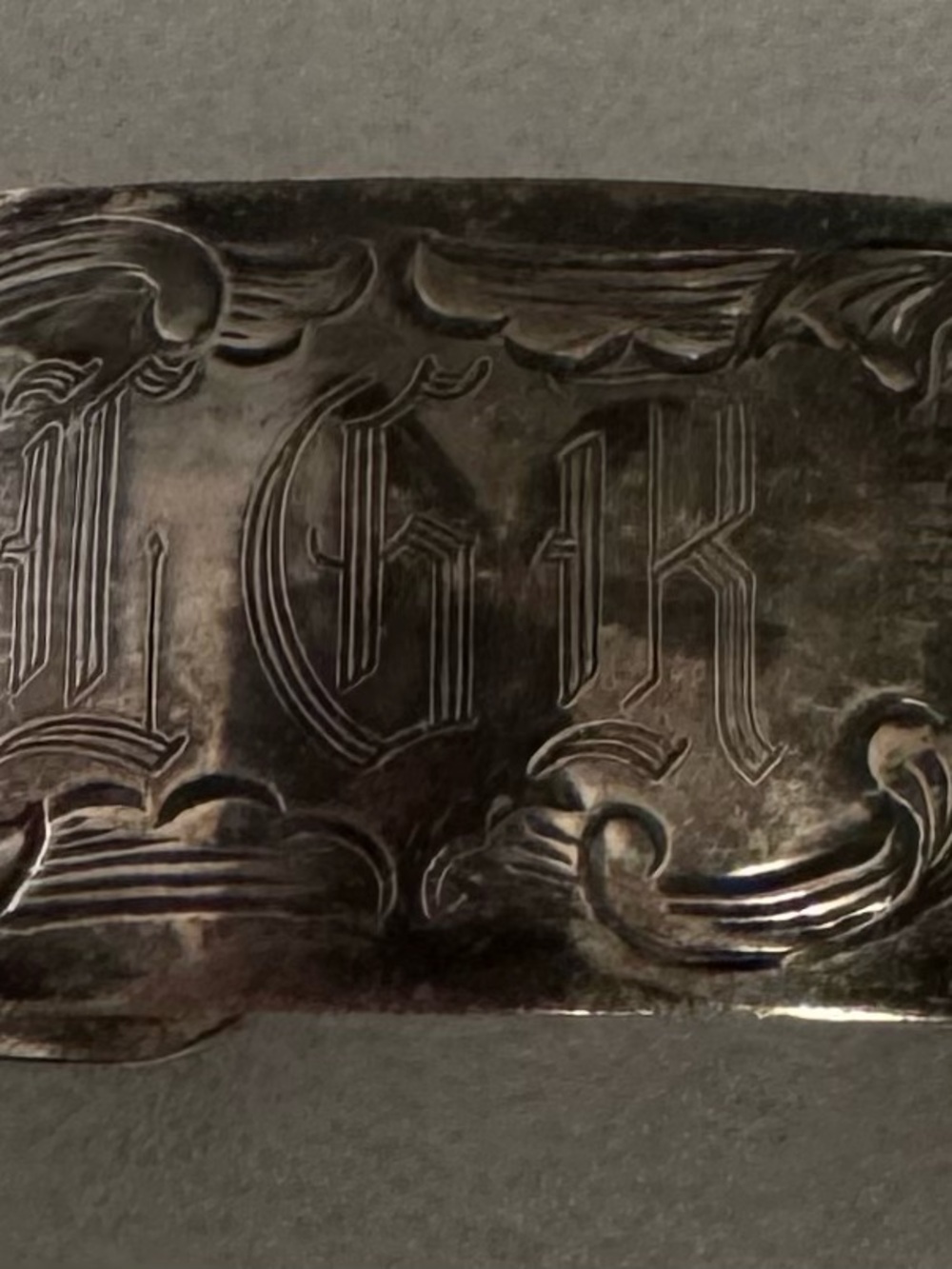 Vintage cuff bracelet is marked S. Kirk & Son Sterling.  Old Maryland  15-0